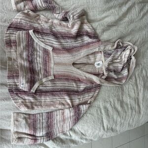 Billabong Textured Knit Sweater in Cream and Brown